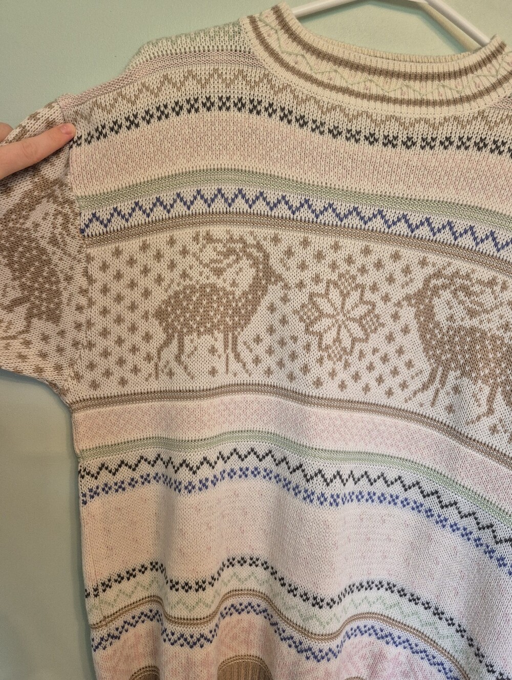 Tangiers Women's Vintage Grandmacore Festive Cream Knit Sweater Size Medium - Picture 3 of 5